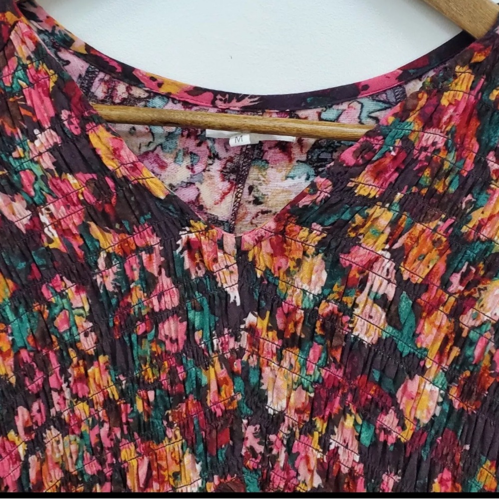 Maurices Floral Smocked Blouse- long sleeved dress V-Necked 3x. - Picture 5 of 13